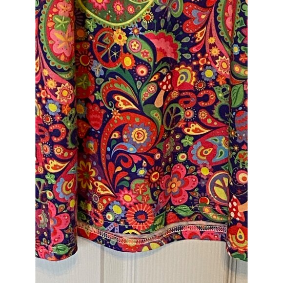 Bright Multicolor Paisley & Floral Print Tunic Dress With Flared Sleeves - Picture 5 of 12